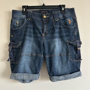 Babyphat vintage y2k Jean Star Studded pocket Bermuda  Cuffed Shorts